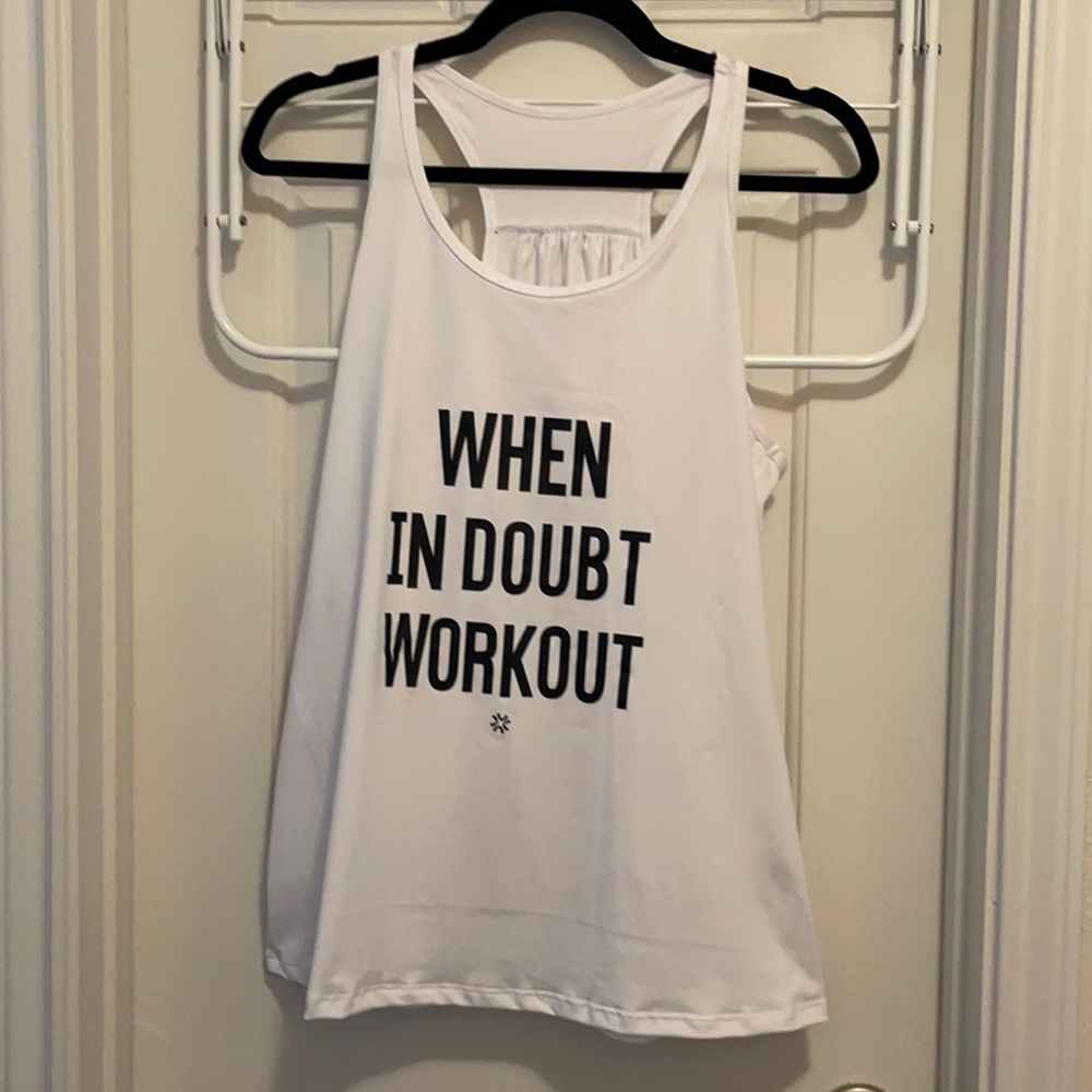 White workout tank top sz L